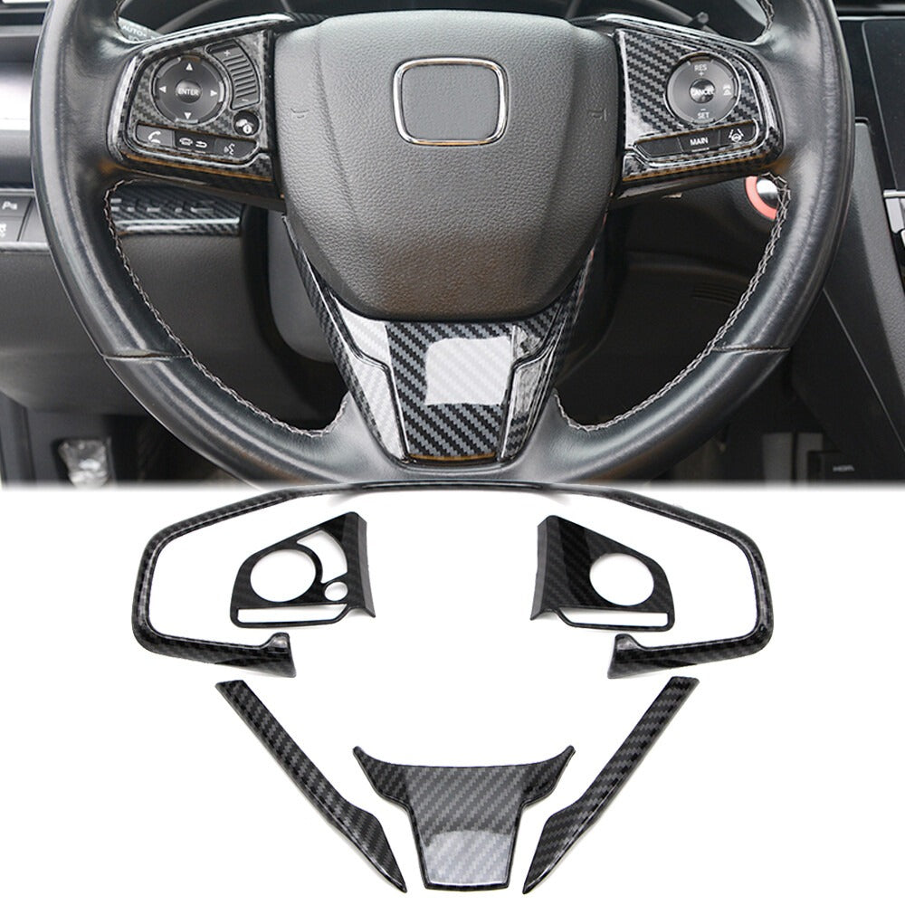Honda Civic X Carbon Fiber Steering Trims - 2 Pcs For Models 2016 2017 2018 2019 2020 2021