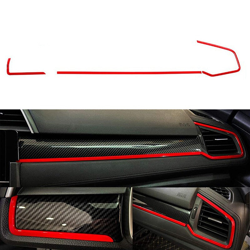 Honda Civic X  Red Dashboard Trims - 5 Pcs
