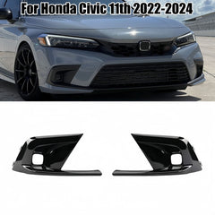 Honda Civic 11 Gen Gloss Black Front Bumper Fog Covers 2 Pcs 2022+