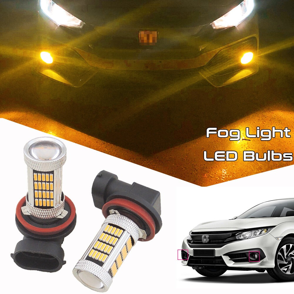 Super Bright LED Fog Lamp Bulbs 2 Colour (Yellow/White) For Fortuner / Rocco / Civic 2023 / CHR