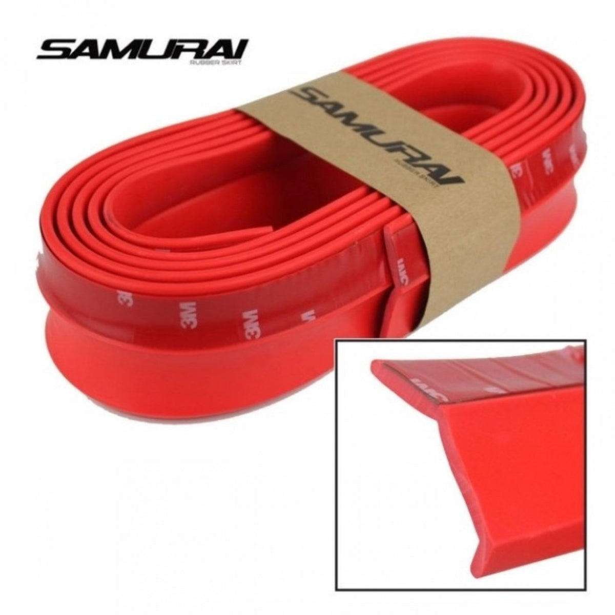 SAMURAI Red and Carbon Fiber 3M 2.5 Meter Universal Car Bumper Lips / Side Skirts / Diffuser