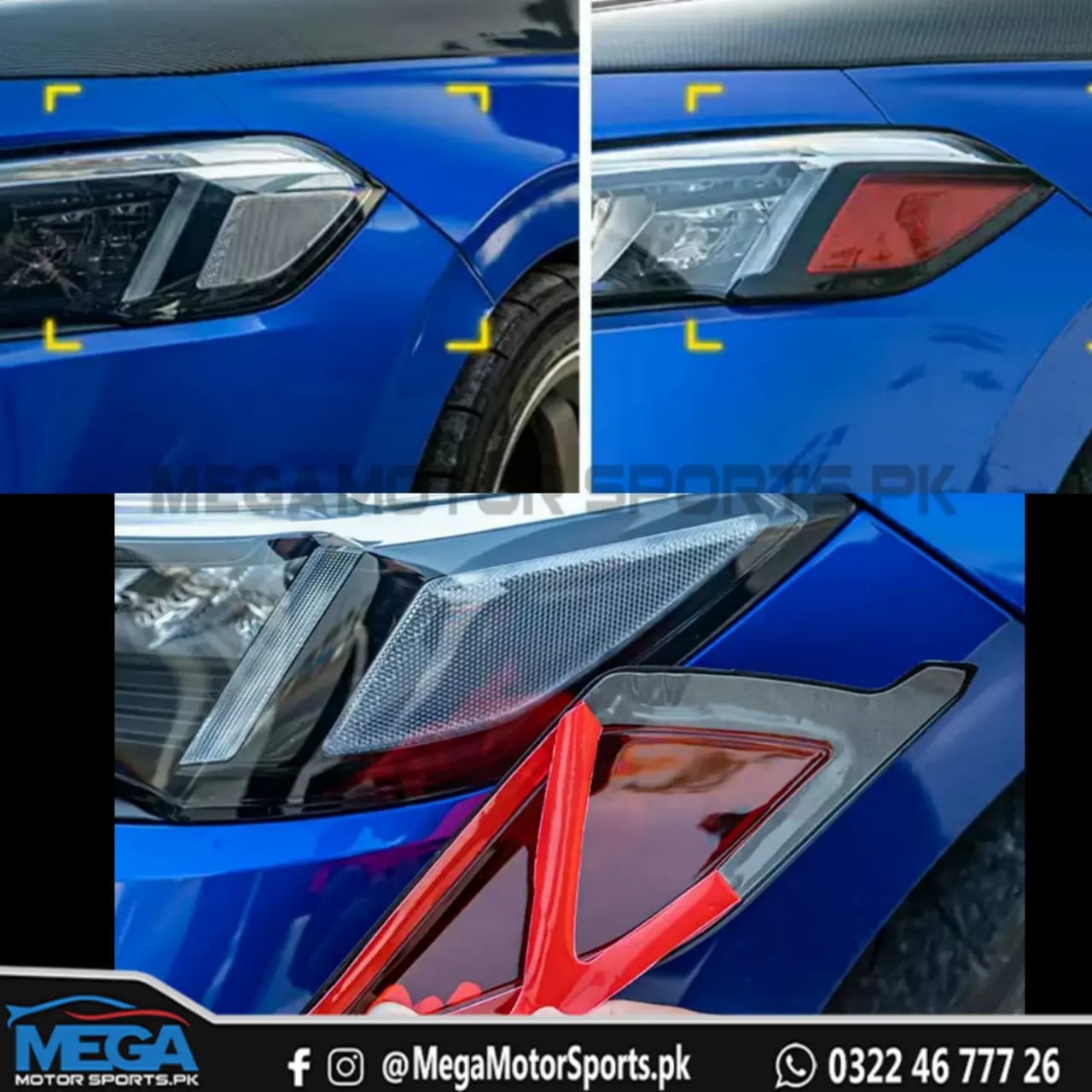 Honda Civic FE 2022 US Style Orange Headlight Marker Trims For 11th Gen 2022 2023