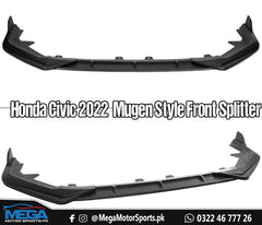 Honda Civic 2022 Type R Style Matt Black Front Bumper Lip Splitter For 11th Gen 2022 2023