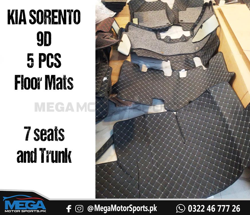 KIA Sorento 9D Black Floor Mats With Trunk  5 Pcs For 2021 2022