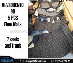 KIA Sorento 9D Black Floor Mats With Trunk  5 Pcs For 2021 2022